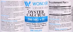 Label for Oyster Calcium 500 mg + D