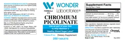 Label for Chromium Picolinate