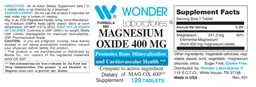 Label for Magnesium Oxide 400 mg