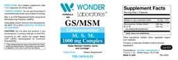 Label for GS/MSM 1000 mg