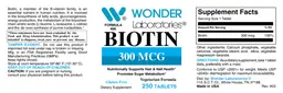 Label for Biotin 300 mcg