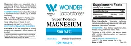 Label for Super Potency Magnesium 500 mg