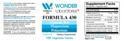 Label for Formula 430 Vitamin B-6 Magnesium Potassium