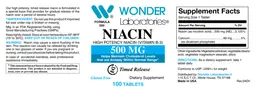 Label for Niacin 500 mg