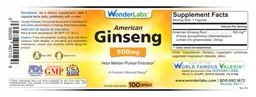 Label for American Ginseng 500 mg