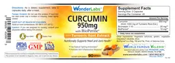 Label for Curcumin 950 mg with BioPerine