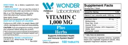 Label for Vitamin C 1,000 mg