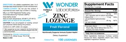 Label for Zinc Lozenge Fruit Flavored