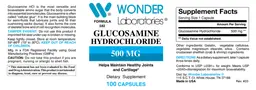 Label for Glucosamine Hydrochloride 500 mg