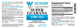 Label for Super Guarana 1200 mg