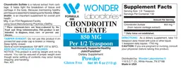 Label for Chondroitin Sulfate 850 mg