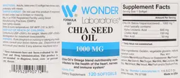 Label for Chia Seed Oil 1000 mg
