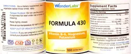 Label for Formula 430 Vitamin B-6 Magnesium Potassium