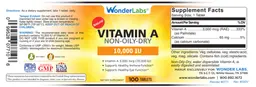 Label for Vitamin A 10,000 IU