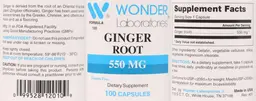 Label for Ginger Root 550 mg
