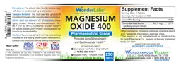 Label for Magnesium Oxide 400