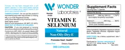 Label for Vitamin E Selenium