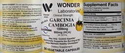 Label for Clinical Strength Garcinia Cambogia 1500 mg