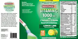 Label for Vitamin C 1000 mg Lemon Lime Flavored Drink Mix