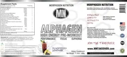Label for Alphagen High Energy Pre-Workout Blackberry Lemonade