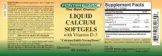 Label for Liquid Calcium Softgels with Vitamin D3