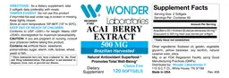 Label for Acai Berry Extract 500 mg