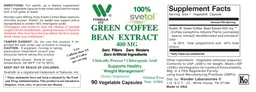 Label for Green Coffee Bean Extract 400 mg