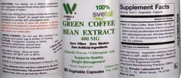 Label for Green Coffee Bean Extract 400 mg