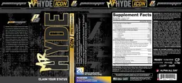 Label for Mr Hyde Icon Pre Workout Poseidon Blueberry Lemon Wrath