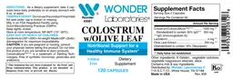 Label for Colostrum w/Olive Leaf