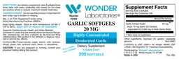 Label for Garlic Softgels 20 mg