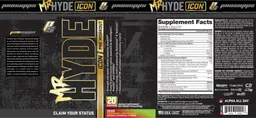 Label for Mr Hyde Icon Pre Workout Zeus Raspberry Lime Thunder