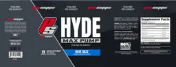 Label for Hyde Max Pump Blue Razz