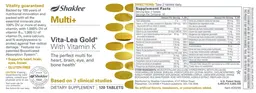 Label for Multi+ Vita-Lea Gold With Vitamin K