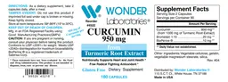Label for Curcumin 950 mg