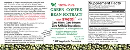 Label for 100% Pure Green Coffee Bean Extract with Svetol