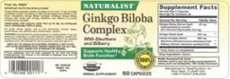 Label for Ginkgo Biloba Complex