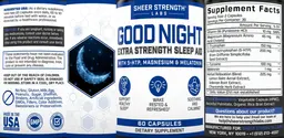 Label for Good Night Extra Strength Sleep Aid