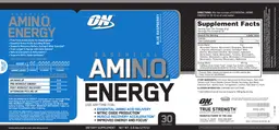 Label for Essential AMIN.O. Energy Blue Raspberry