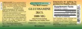 Label for Glucosamine 2KCL 1000 mg