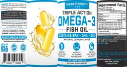 Label for Triple Action Omega-3 Fish Oil Natural Lemon Flavor