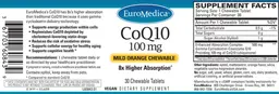 Label for CoQ10 100 mg Mild Orange Chewable