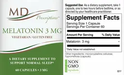 Label for Melatonin 3 mg