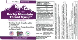 Label for Osha Root Rocky Mountain Throat Syrup