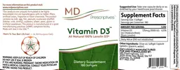 Label for Vitamin D3
