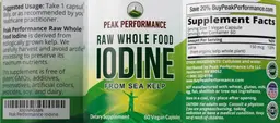 Label for Raw Whole Food Iodine