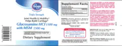 Label for Triple Strength Glucosamine HCl 1500 mg with MSM 1500 mg