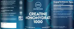 Label for Creatine Monohydrate 1000