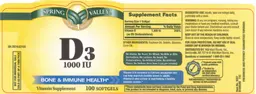 Label for D3 1000 IU
