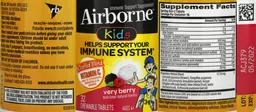 Label for Airborne Kids Very Berry Chewable Tablets